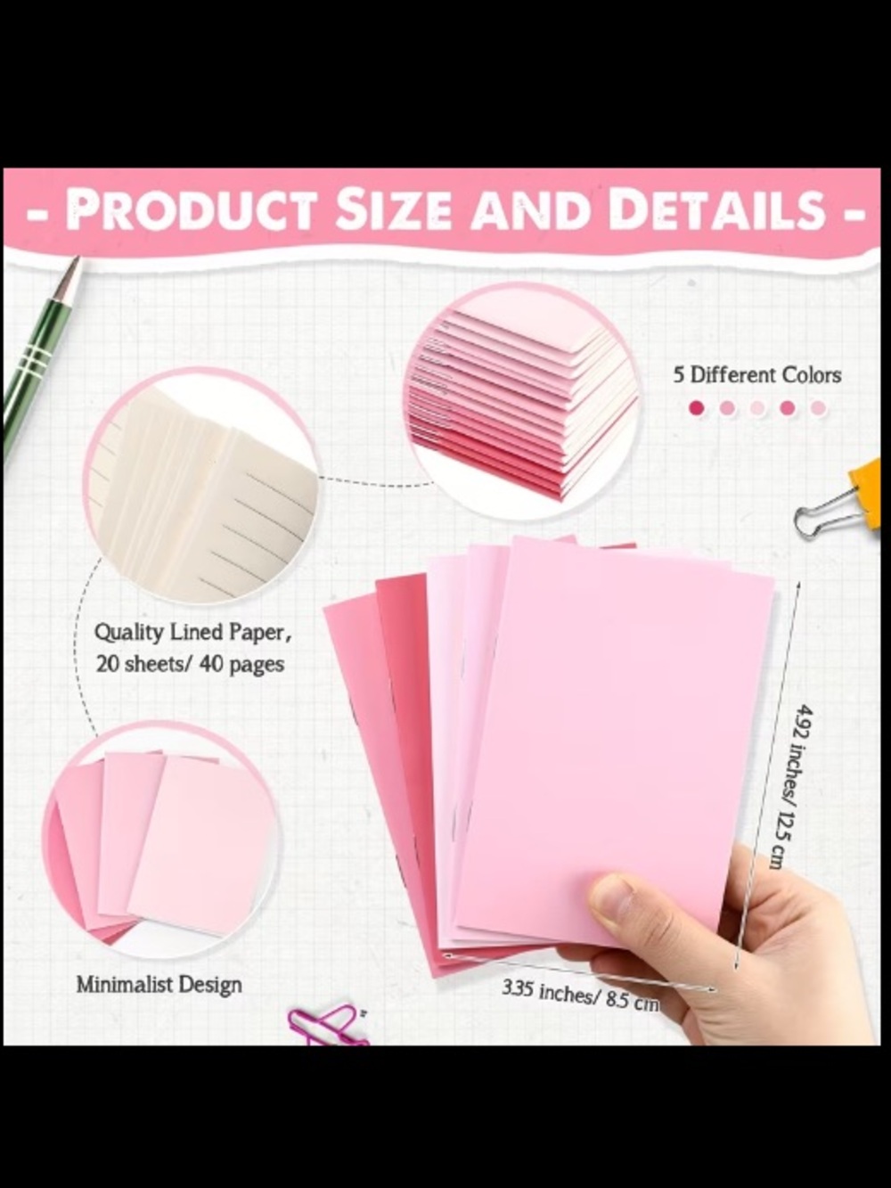 *Buy Now* Set of 15 Pink Assorted Pocket Notebooks - Picture 2 of 2